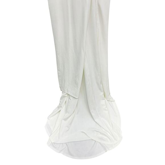 Lulus Eternally Beloved White Mesh Off-the-Shoulder Pearl Maxi Dress M NWT - Picture 4 of 10